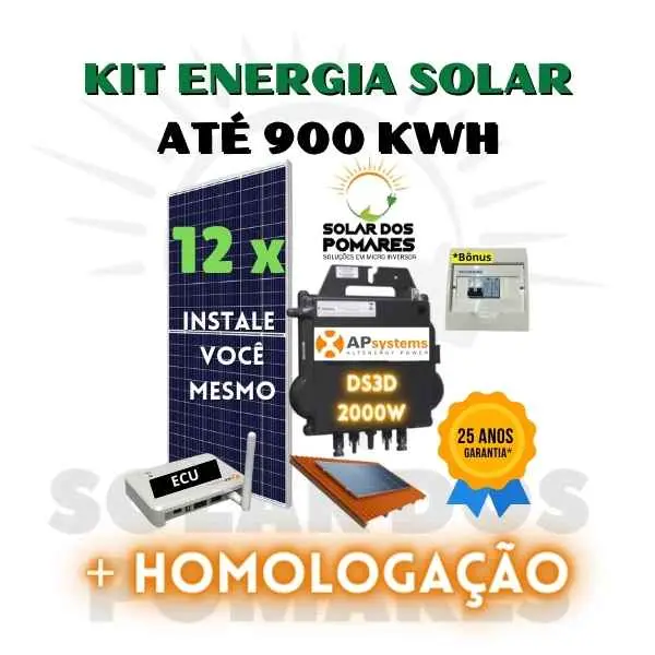 Kit Energia Solar On Grid - APSystems DS3D Super – 720 a 900 kWh/Mês