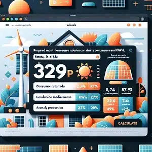 Calculadora Solar, que retorna dados como geração, economia, quantas placas e outros dados técnicos afim solar